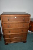 1930’s Oak Five Drawer Chest