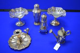 EPNS Dishes, Castors, Candlestick, and a Miniature Watering Can