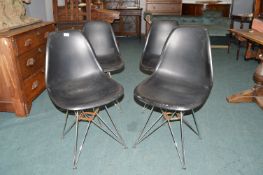 Set of Four Retro Chrome Framed Dining Chairs with Sit Moulded Seats