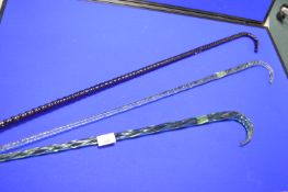 3x Twisted Glass Walking Canes