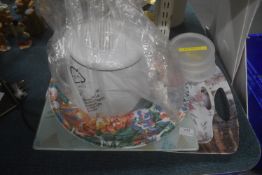 Dinner Trays, Glass Chopping Board, and a Miniature Doughnut Fryer