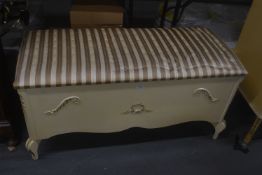 French Style Ottoman in Cream & Gilt with Upholstered Top (matching lot 1149)