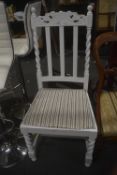 White Painted Barley Twist Dining Chair (reupholstered)