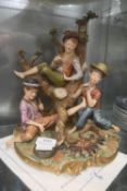 Capodimonte Porcelain Figure “Boys with Pipes” with Certificate