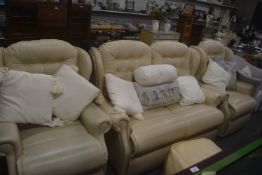 Leather 3pc Suite Comprising Two Seat Sofa and Two Armchairs