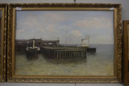 Gilt Framed Original Oil Painting Victoria Pier by B. Kirman