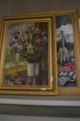 2x Gilt Framed Original Floral Paintings