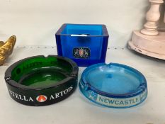 3x Branded Glass Ashtrays