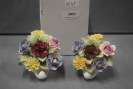 2x Aynsley Hand Painted Fine Bone China Flower Posies