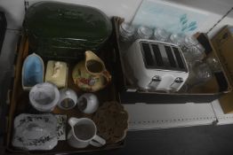 2x Tray of Kitchenalia Including Toaster, Jars, Jugs, etc.