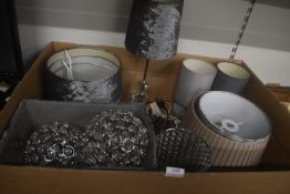 Quantity of Lampshades, Light Shades, and a Table Lamp