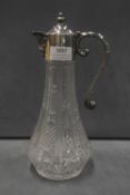 Cut Glass Claret Jug with EPNS Lid