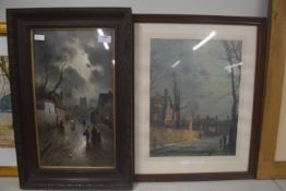 Framed Print “Village by Moonlight” by J.W. Gozzard, and One Other