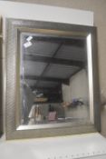 Silvery Framed Bevelled Edge Wall Mirror