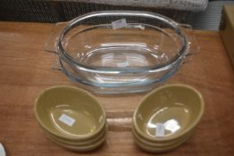2x Pyrex Carresoles, and 6x Mason Pie Dishes