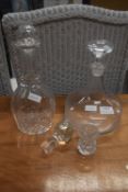 2x Glass Decanters with Stoppers, Stopper, etc.