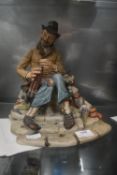 Capodimonte Porcelain Figure “Umbrella Man” with Certificate