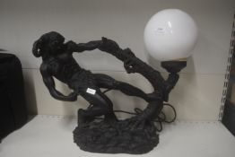 Decorative Black Resin Sculpture Table Lamp
