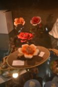 4x Capodimonte Porcelain Roses