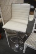 2x Chrome & White Faux Leather Bar Stools