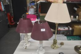 3x Table Lamps with Shades