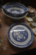 3x Blue & White Dishes
