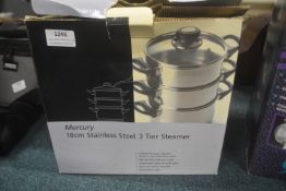 Mercury 18cm Stainless Steel Three Tier Steamer