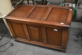 Wooden Blanket Box and Contents Including Blankets, Soft Toys, Picture Frames, and a M&S Gillet