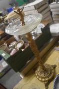 Decorative Gilt Ashtray Stand with Glass Ashtray
