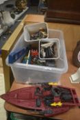 Vintage Plastic Toys Including Boat, Cars, Figures, etc.