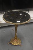 Gilt Occasional Table with Black Marble Effect Top