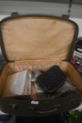 Vintage Foxcroft Suitcase and Contents Including Handbags, and Alders Bedding