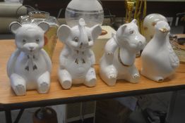 4x White Ceramic Plant Pots