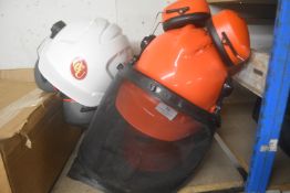 *2x Oregan Hardhats with Ear Defenders and Mesh Visors, plus One Other