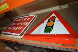 *4x Plastic Signs for Cones - 2x Traffic Lights Ahead, and 2x When Red Light Shows Wait Here
