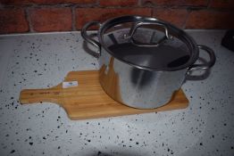 *Bamboo Chopping Board, and a Stainless Steel Twin Handled Pan