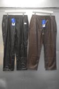 *2x Hilary Radley Leather Effect Trousers Size: L (black, and brown)