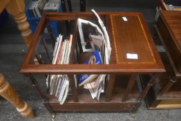 Inlaid Mahogany Newspaper Rack on Brass Castors