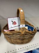 Wicker Picnic Basket and Contents