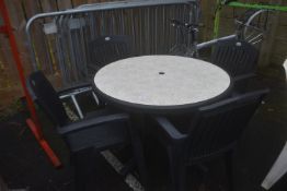 Round Plastic Garden Table and 4x Chairs