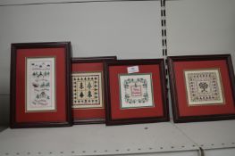 4x Small Framed Christmas Cross Stich Embroideries