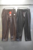 *2x Hilary Radley Leather Effect Trousers Size: M (black, and brown)