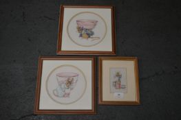 3x Beatrix Potter Mice Embroideries
