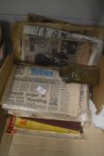 Quantity of Vintage Newspapers and a Brass Fire Tool