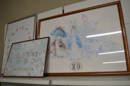 3x Framed Beatrix Potter Posters