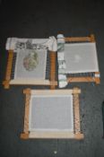 3x Small Tapestry Frames Including 1x Finished