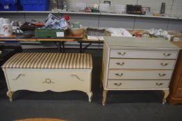 Ottoman in Cream & Gilt and Matching Chest of Drawers