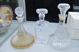 3x Glass Decanters
