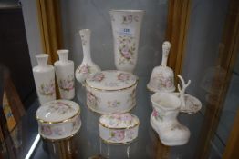 Queen’s Way Clematis Fine Bone China Including Miniature Vase, Trinket Boxes, Bell etc.