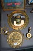 Nautical Themed Brassware, Porthole Mirror, etc.